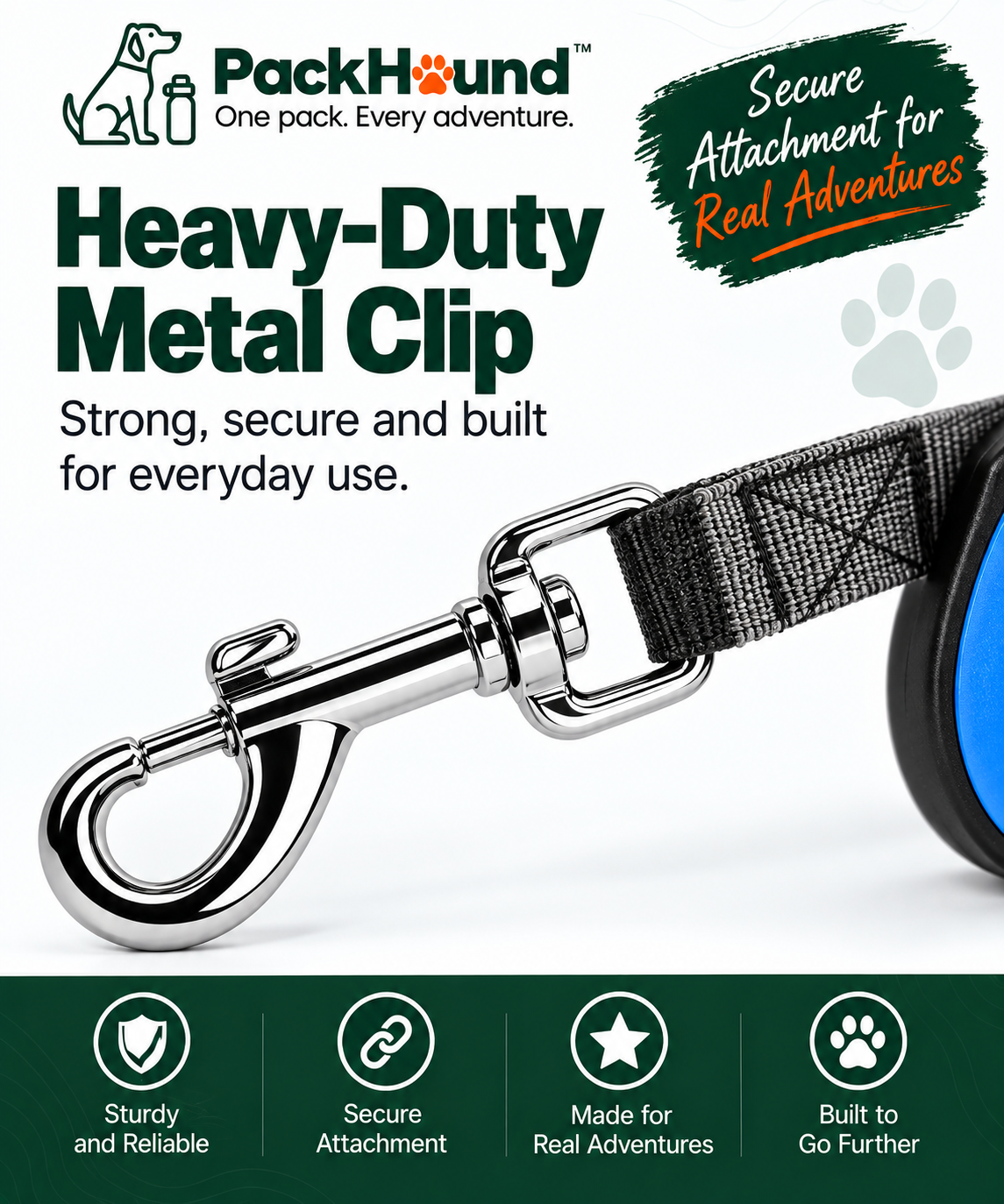 PackHound Adventure Retractable Dog Leash