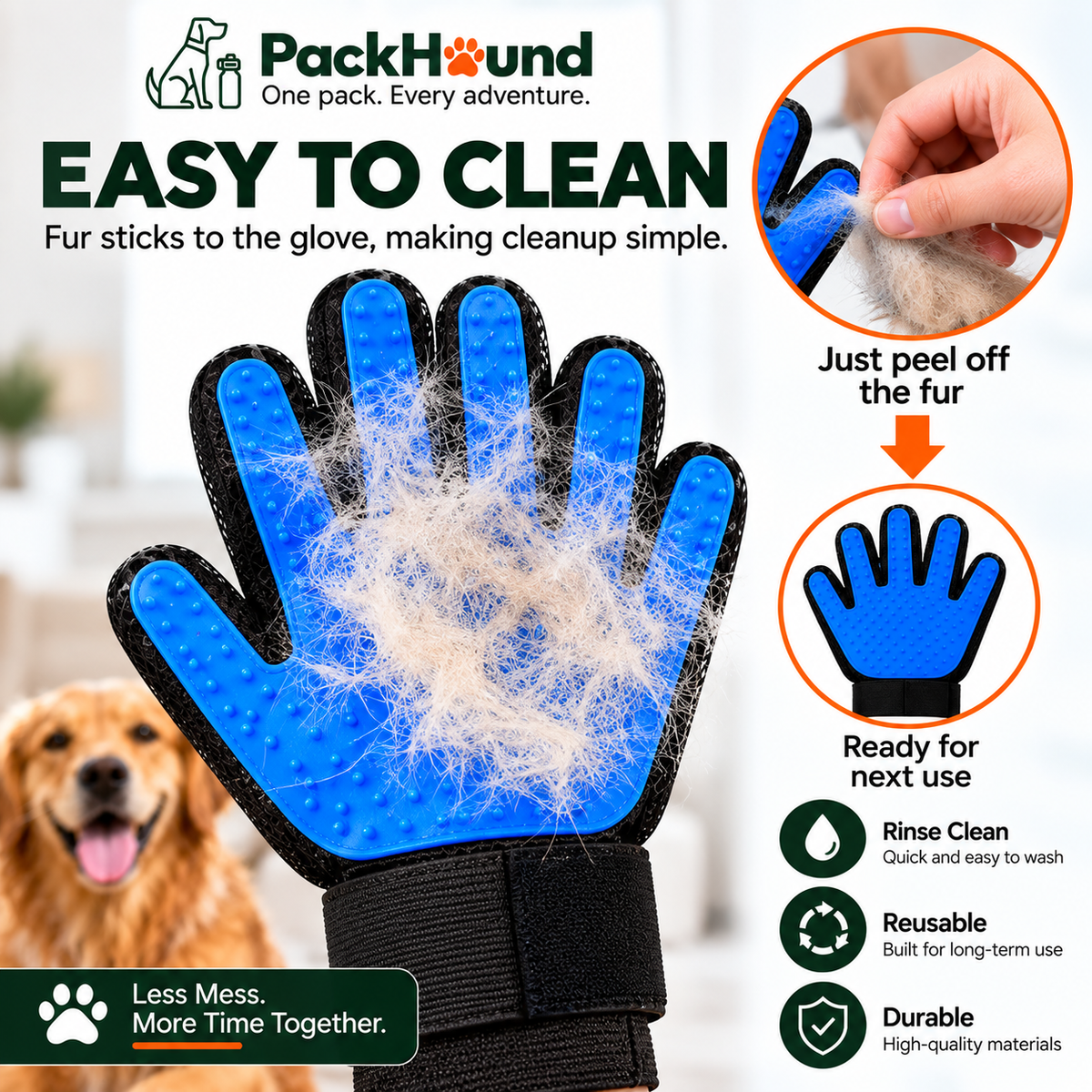 PackHound GentleGroom Bath & Deshedding Glove