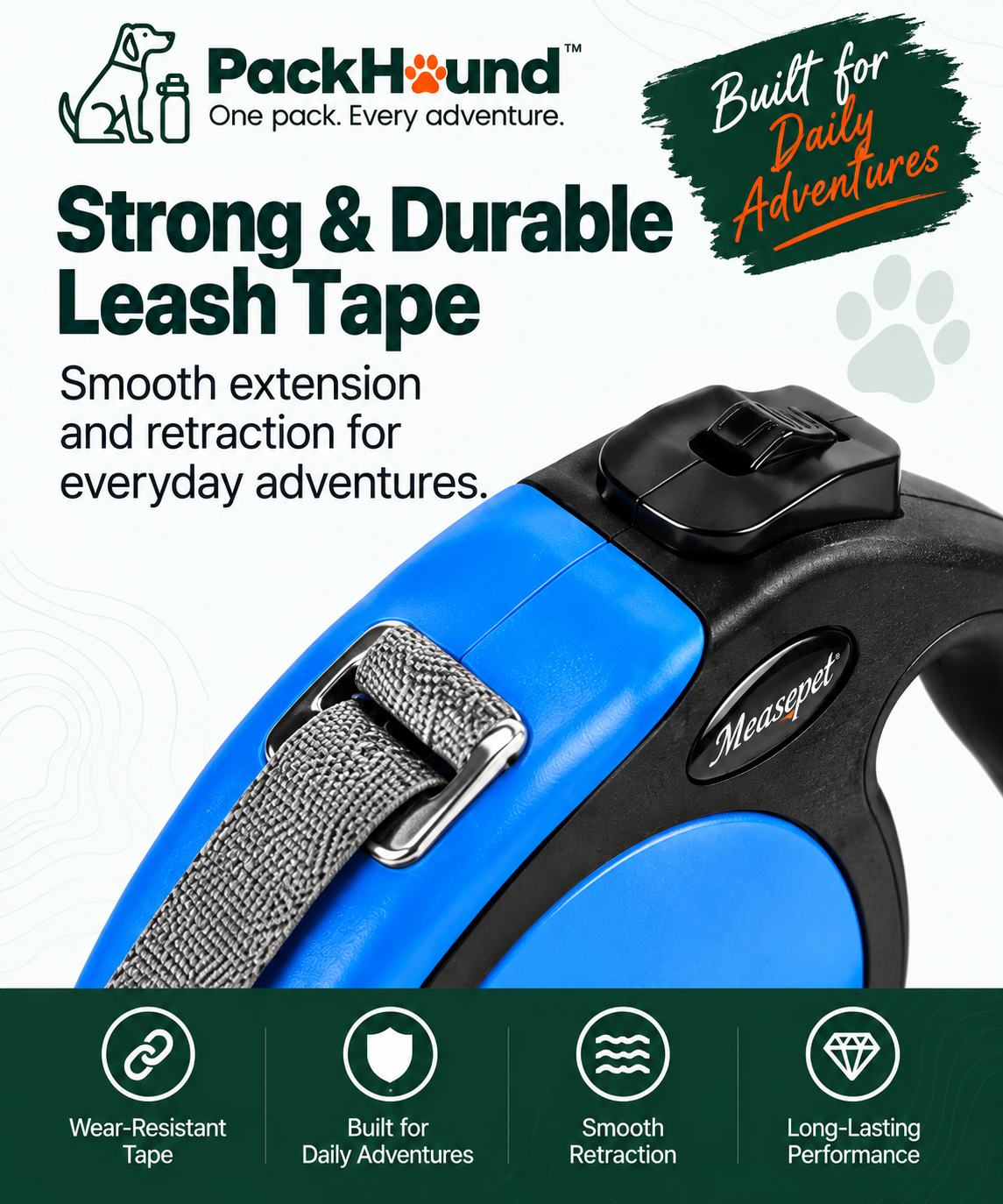 PackHound Adventure Retractable Dog Leash