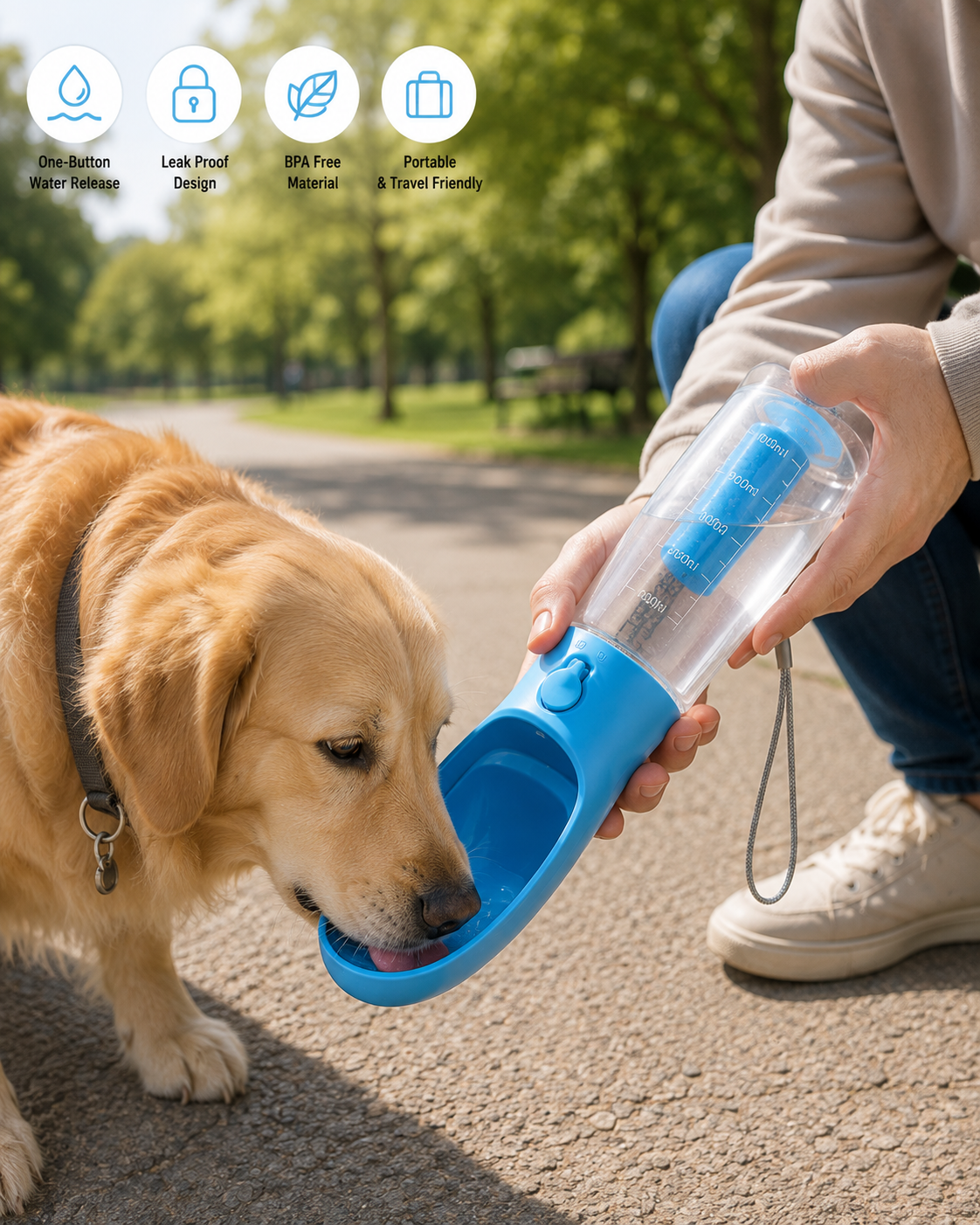 PackHound Adventure Bottle — 3-in-1 Water, Food & Waste Bag Carrier