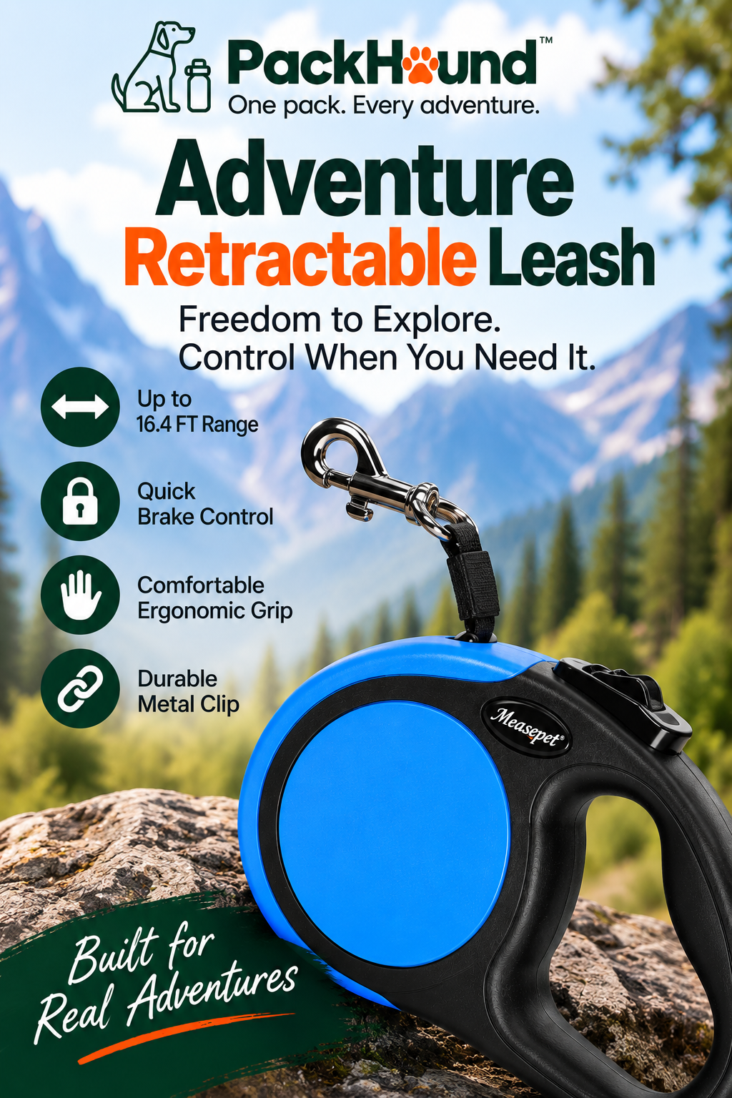 PackHound Adventure Retractable Dog Leash