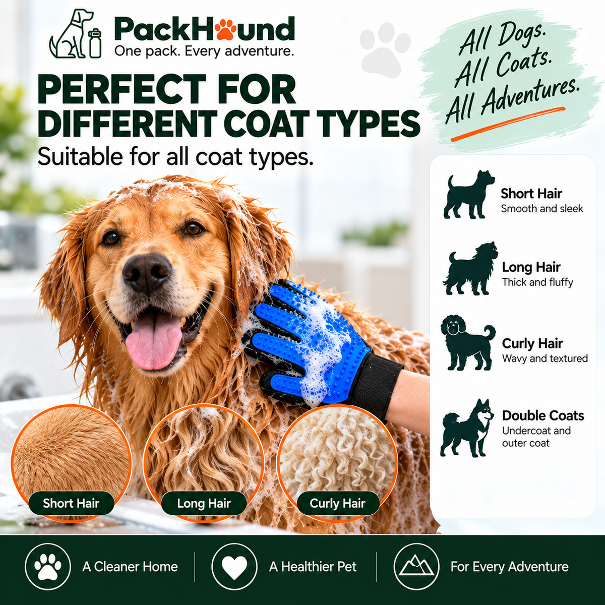 PackHound GentleGroom Bath & Deshedding Glove