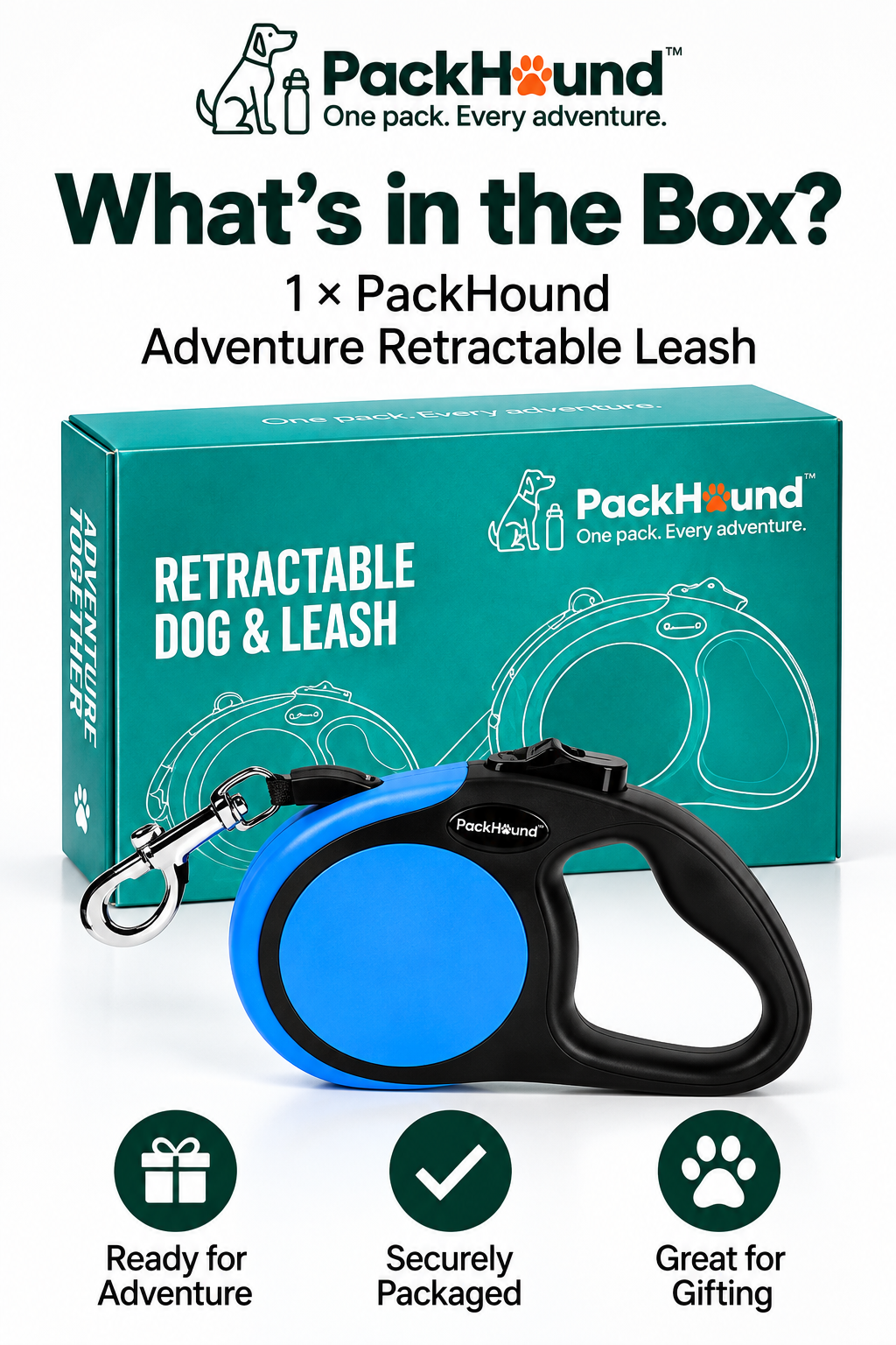 PackHound Adventure Retractable Dog Leash