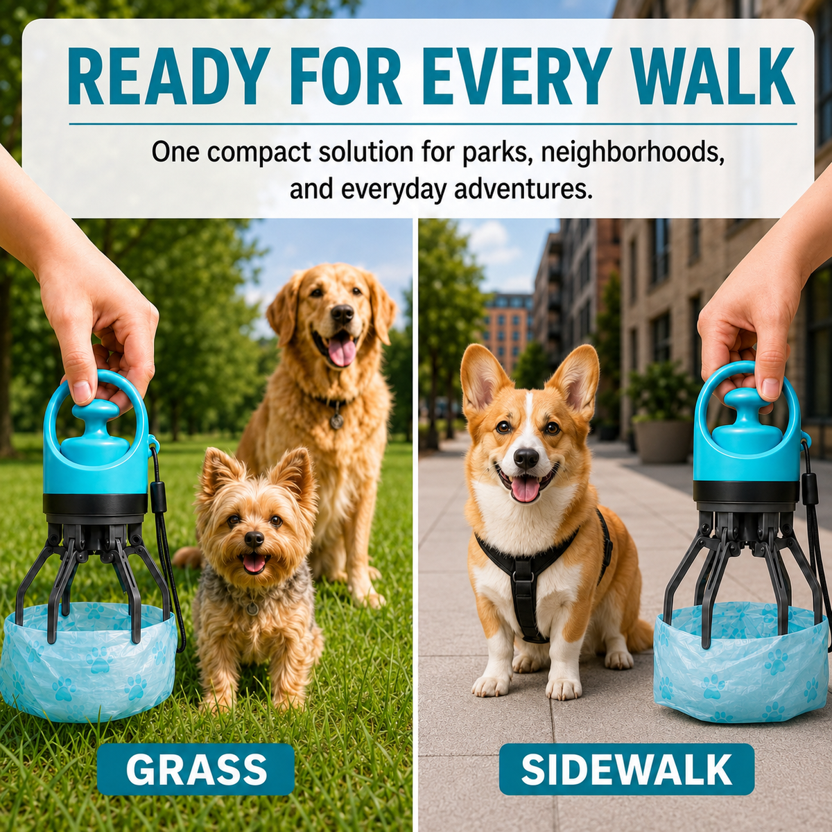 PackHound 8-Claw Dog Pooper Scooper with Built-In Bag Dispenser